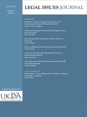 cover image of Legal Issues Journal 3(2)
